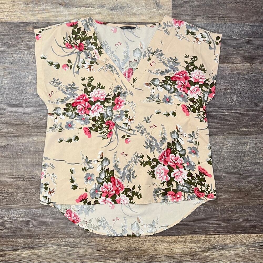 SHEIN Floral Beige Women's Top shirt blouse size 1X B131